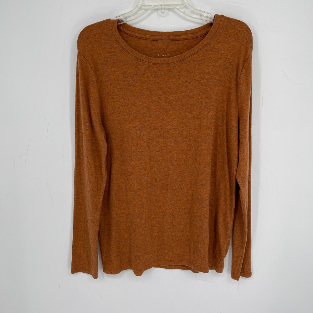 A New Day Women's Orange Pima Cotton Blend Heathered Long Sleeve Top Size XXL